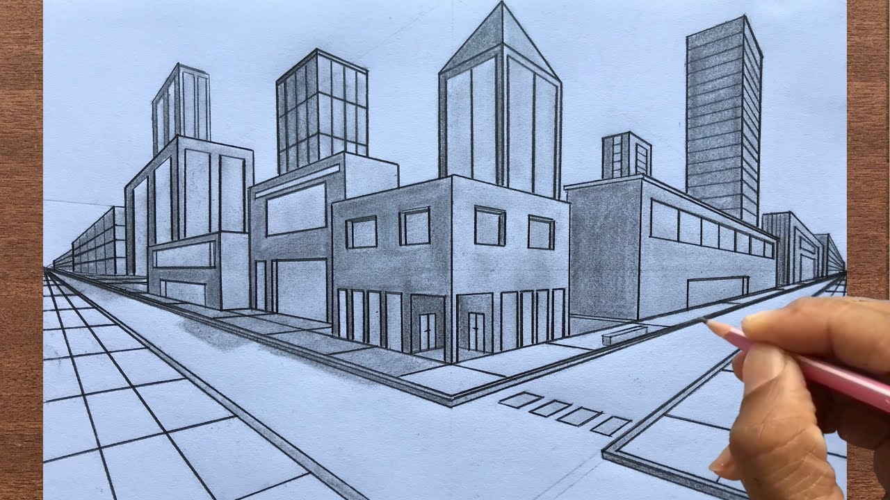 Old city buildings sketch town. Houses multistory outdoors street windows.  Hand drawn black line - Stock Image - Everypixel