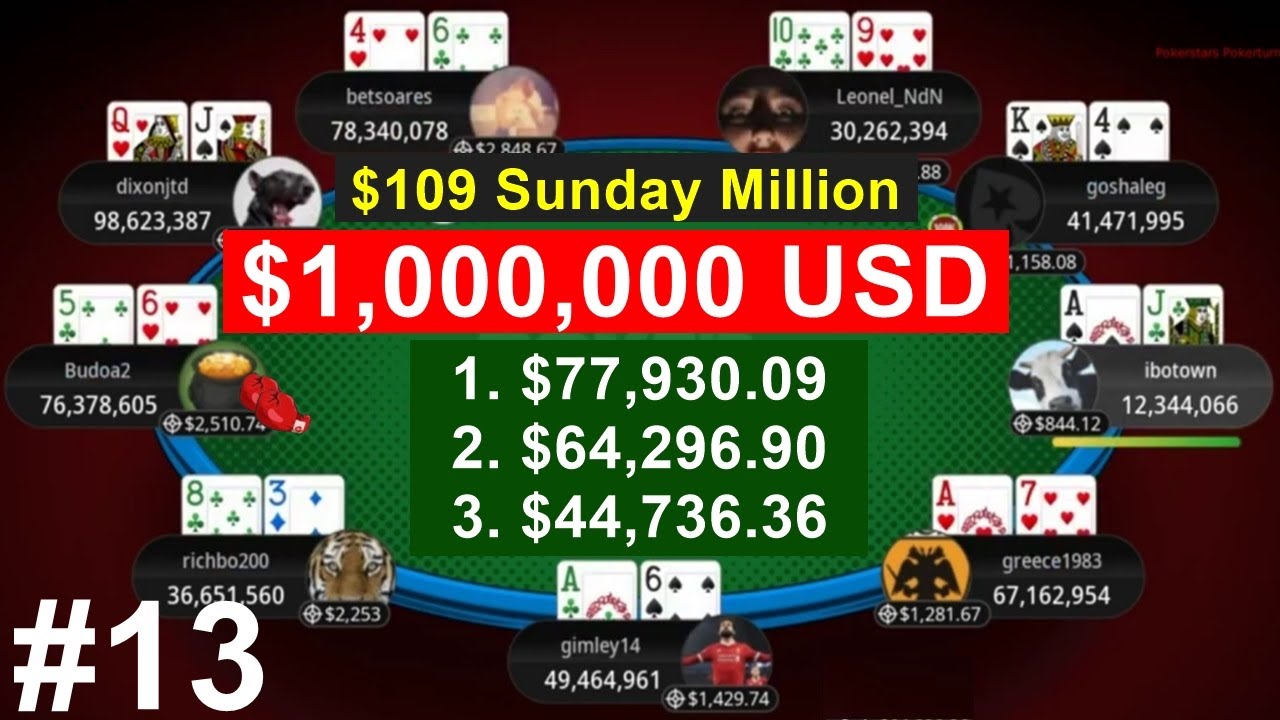 Sunday Million Покерный Турнир - $1,000,000 USD Гарантировано! Progressive KO - Финальный Стол [#13]