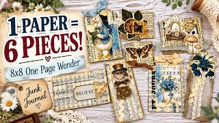 One Page Wonder Tutorial #115 | ONE 8x8 Paper = 6 Junk Journal Ephemera Pieces!