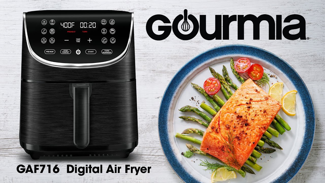 Air Fryers, Gourmia GAF686 6-Quart Digital Air Fryer - No Oil Healthy Frying  - 12 One-Touch Cooking Functions - Guided Cooking Prompts - Easy Clean-Up -  Recipe Book Included