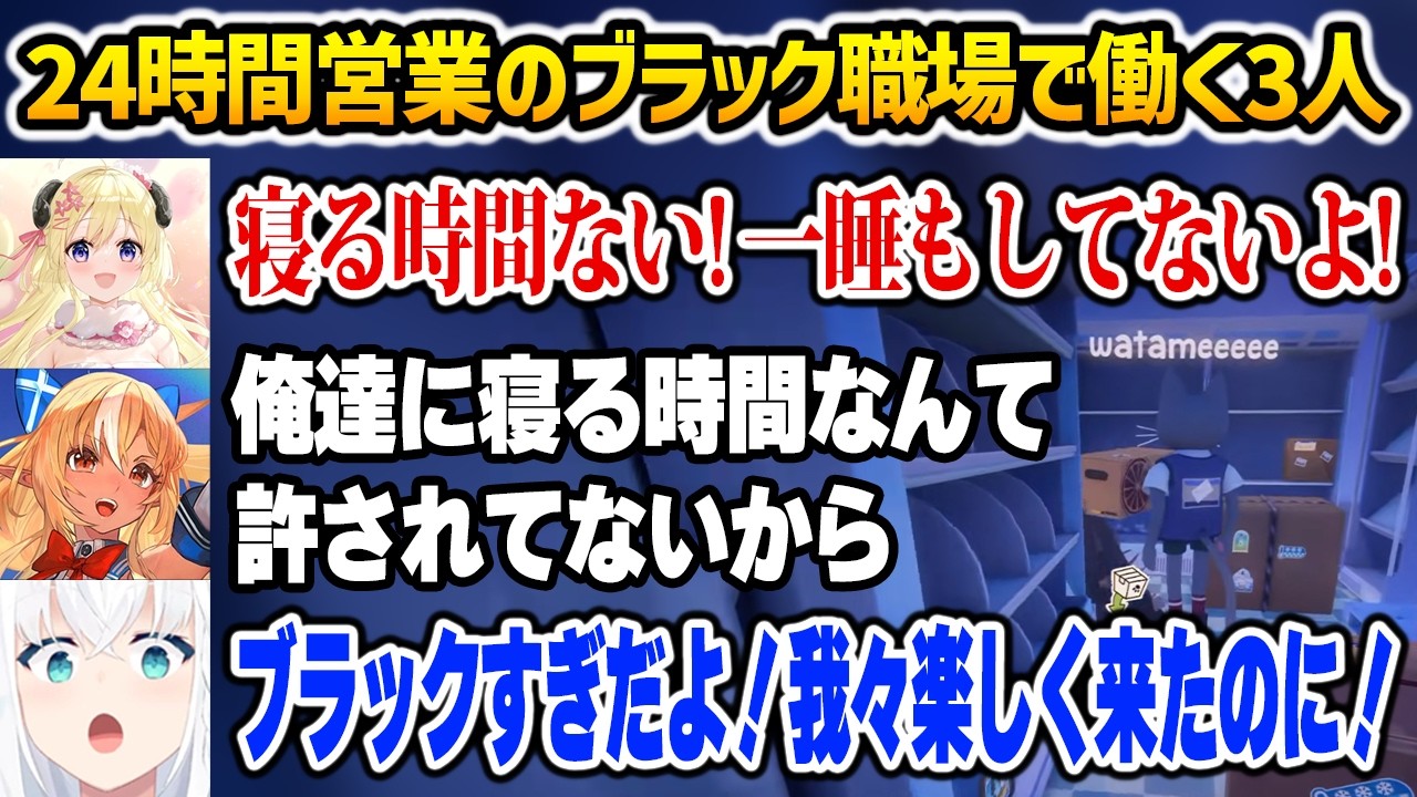 【Cat Mail Co.】24時間営業のブラック職場で必死に働くバカタレ共w【白上フブキ 不知火フレア 角巻わため ホロライブ】
