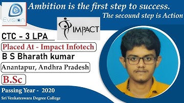 Congrats, Bharath | Selected in Impact Infotech | 3 LPA | B.Sc.(Computers), PoY 2020 | Ananthapur