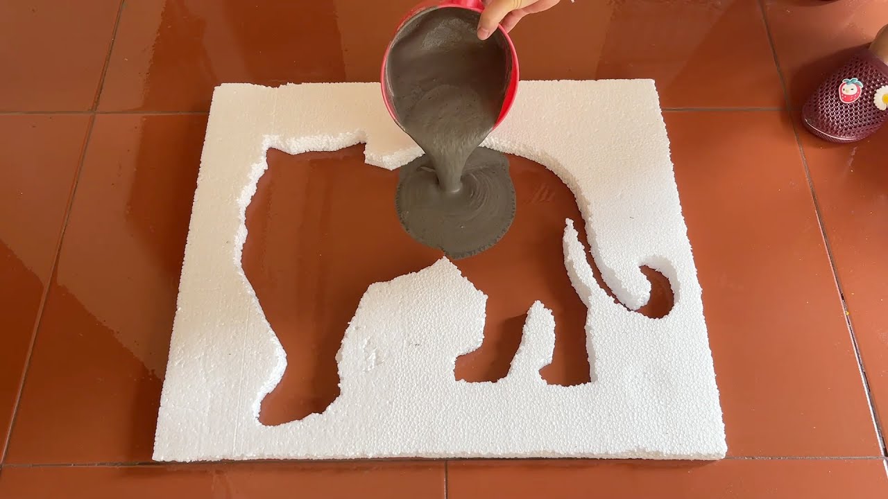 Unique Creation From Cement And Styrofoam . Techniques Of Making A Coffee Table - Flower Pots  .