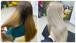 видео: Тотальный блонд, холодный перламутровый оттенок. Как осветлить сильно отросший корень и рыжую длину картинка: Тотальный блонд, холодный перламутровый оттенок. Как осветлить сильно отросший корень и рыжую длину