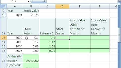 Excel Statistics 35.2: Geometric Average V Arithmetic Mean - Finance Example