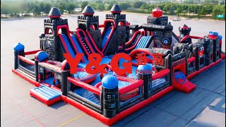 Bold Black-Red-Blue Inflatable Indoor Park for Adults: Sports Fun & Adrenaline Rush! screenshot 4