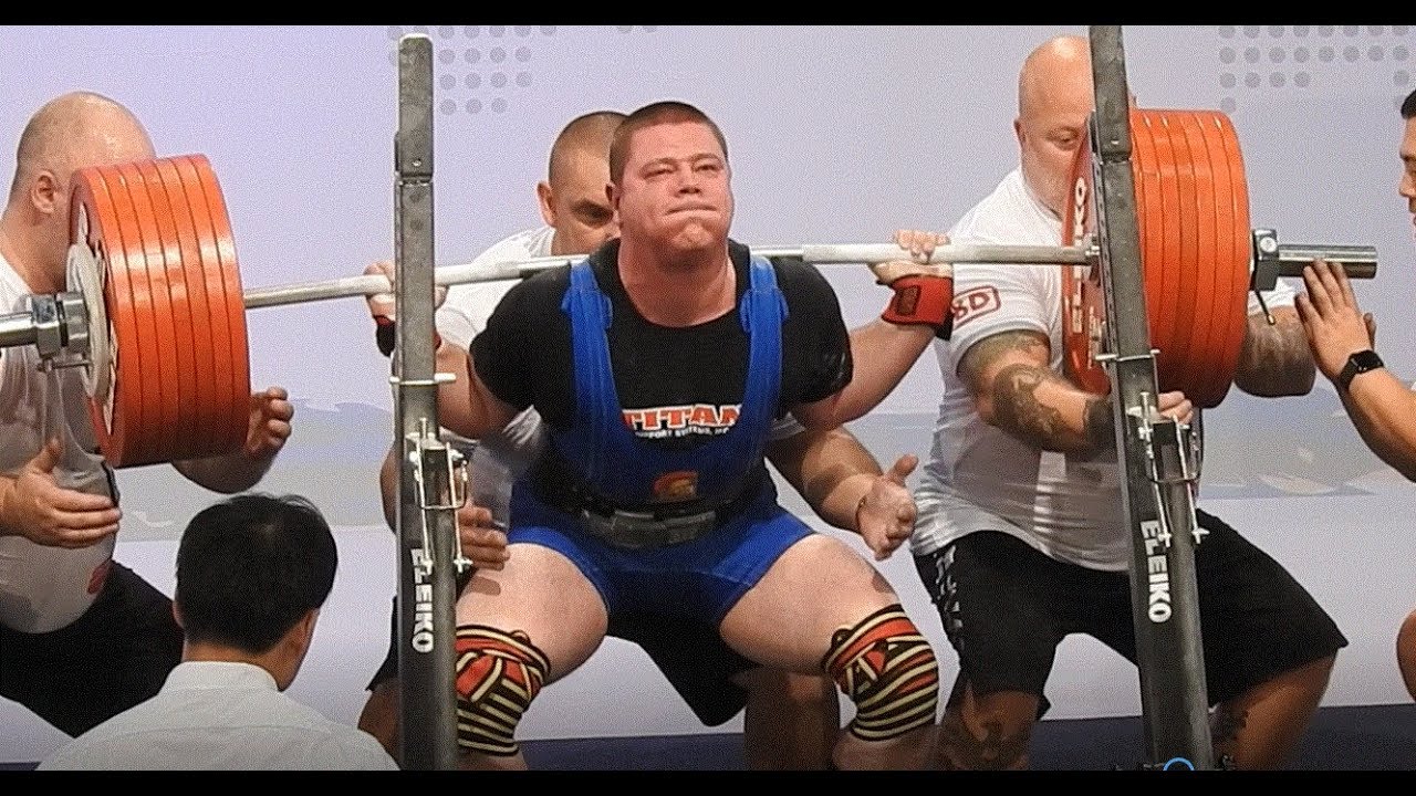 The world Powerlifting Championship 2018.In the 93kg class. Squat 385