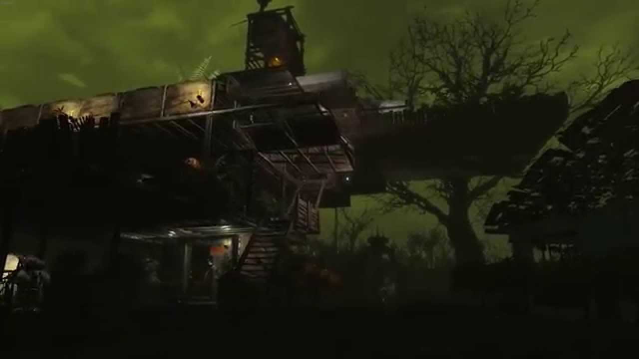 Fallout 4 settlements, my cubbyhole, Treehouse at  night.