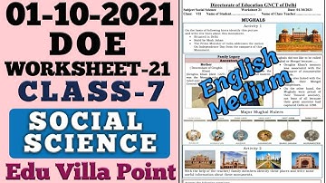 Class 7 Social Science Worksheet 21(01/10/2021) English Medium| Class 7 Sst| Edu Villa Point