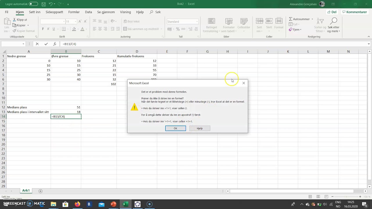 Matematikk 2P - Median i gruppert materiale