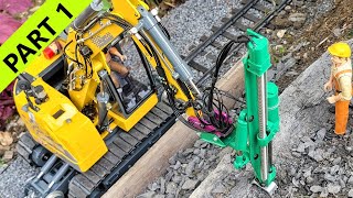 Cliff Blasting And Securing, Rc Rail Excavator Case Cx85 Amt Group. Ausa Dumper. Scania Truck.part 1