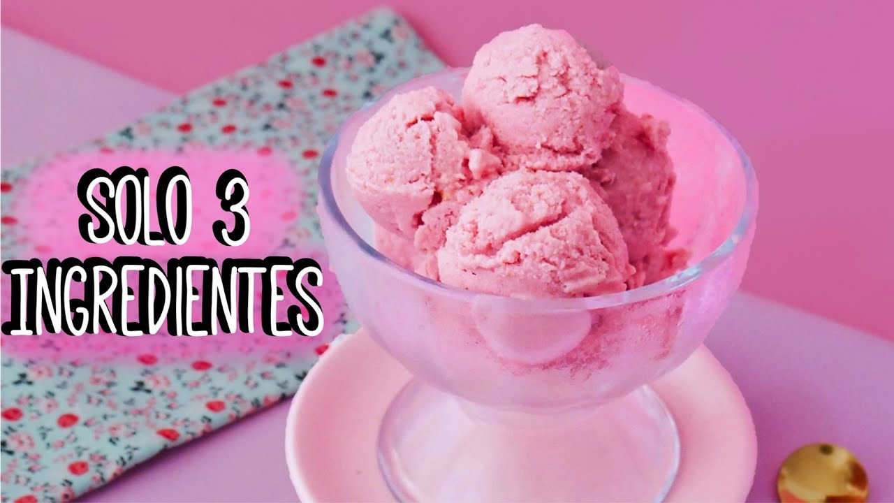 Helado de fresa 3 INGREDIENTES | Helado casero | Receta Fácil  | Ale Hervi