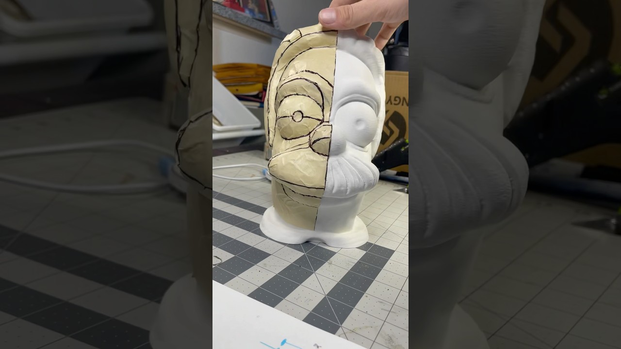 Making a Flanders head mask with EVA foam! #craftdiy #Cosplay #DIY #Simpsons #FoamCraft #3DPrinting