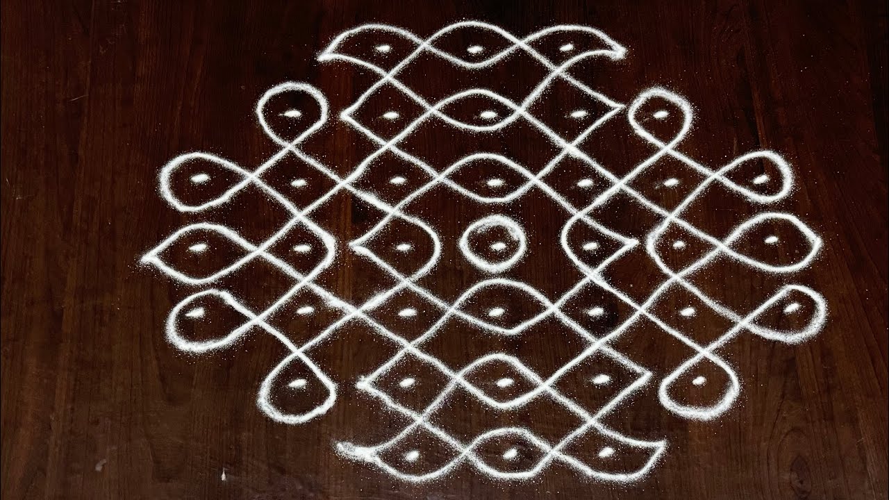 | Simple Daily Rangoli | 7*3*3 Dots Melikala Muggulu | perfect rangoli |