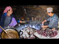 How Grass Is Stored in Rural Nepal &amp; Traditional Pork Curry with Dhido Cooked on Wood Fire..