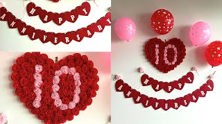 Simple Anniversary Decoration Ideas at home | Romantic Room Decor Ideas | DIY Heart Banner