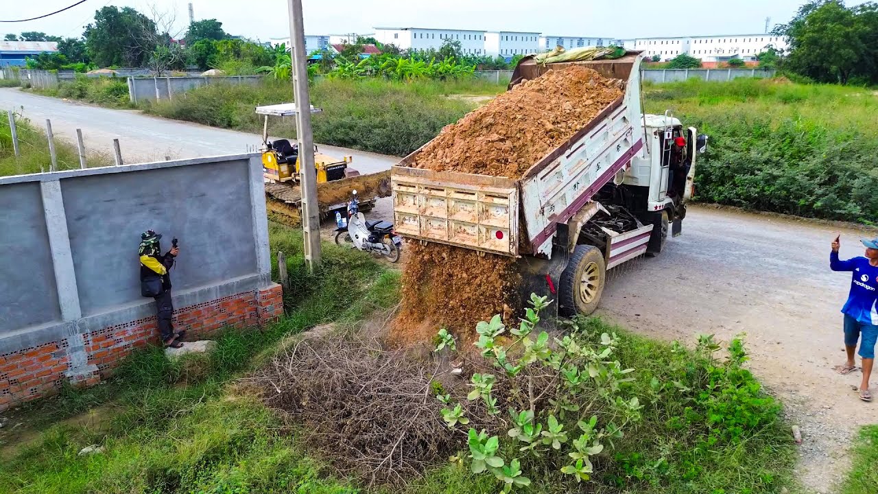 First Day Action! Skilled Dozer & 5 Ton Truck Removing Flooded Landfill