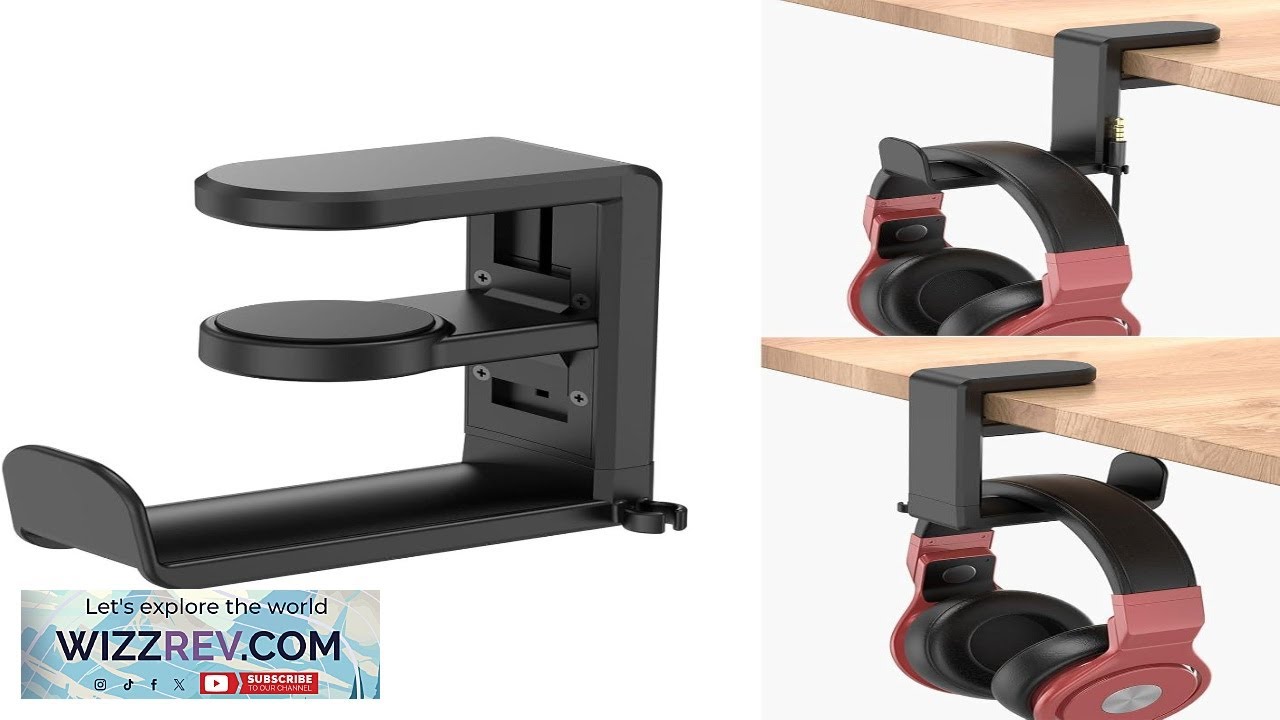 EURPMASK Rotating Headphone Stand PC Gaming Headset Holder Adjustable Clamp on Under