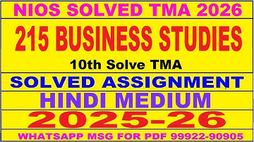nios Business Studies 215 solved assignment 2025-26 | nios 215 tma solved 2025-26 Business Studies
