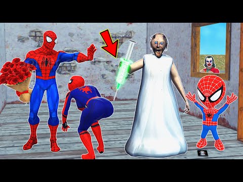 SpiderMan Family in Granny House vs Joker and evil spiderman - challenge Injecting Medicine