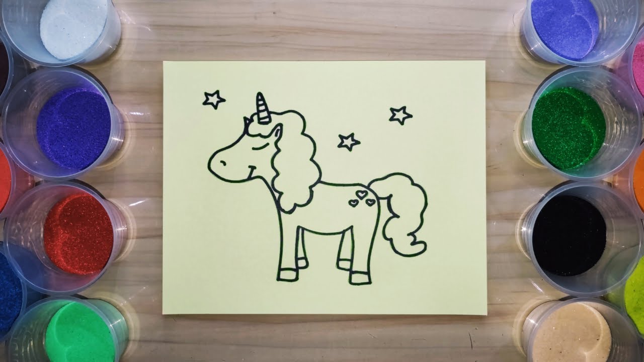 Sand Painting Colorful Unicorn For Kids & Toddlers YouTube