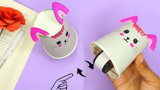 How to make moving cat toy using paper cup | Diy paper crafts | Easy crafts