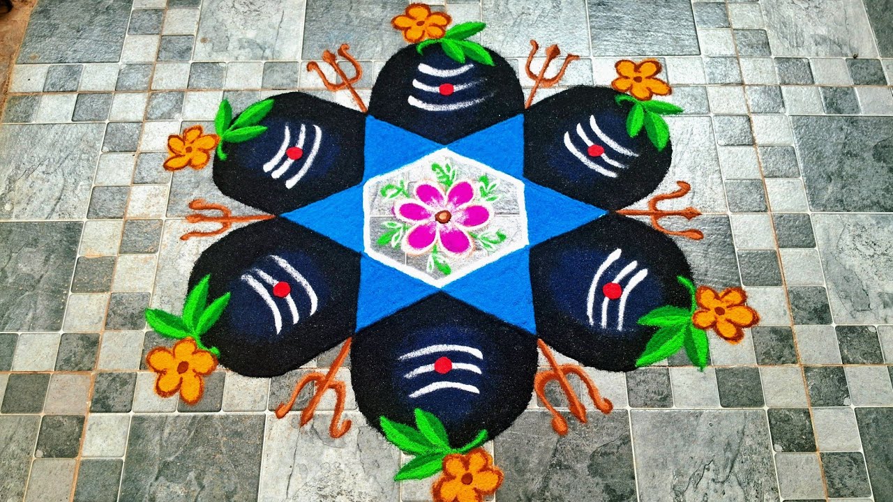 Easy Shivratri Rangoli | 5×3 dots Mahashivratri rangoli @SeemasRangavalli 