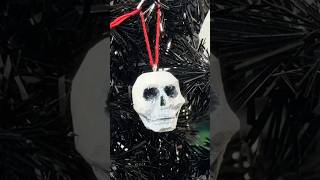 Carved Wooden Skull Ornament for the Halloween Tree