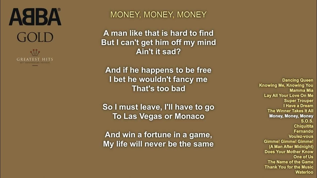 I Like Cash And My Hair Lyrics Abba - Money, Money, Money (With Lyrics) - YouTube Music