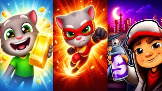 Talking Tom Gold  Run 🆚 Talking Tom Hero Dash 🆚 Subway Surfers Walkthroughs  Gameplay Andriod IOS  screenshot 5