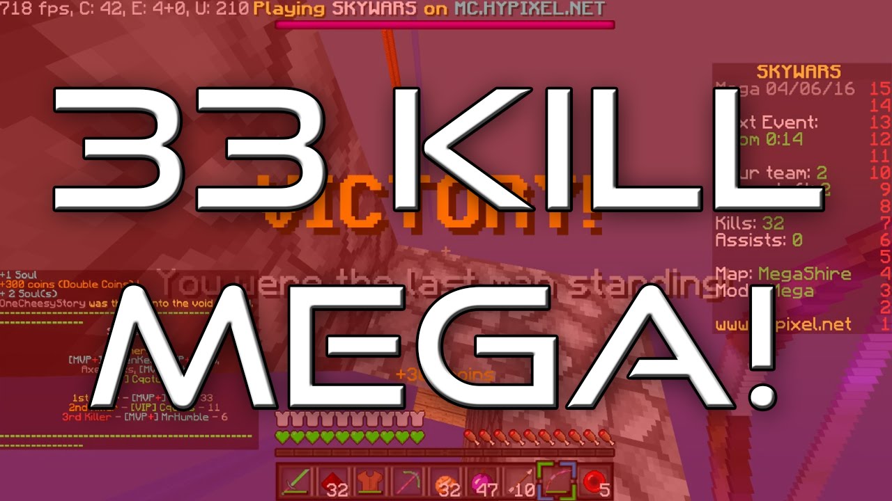 Hypixel Mega Skywars - 33 KILL GAME! (New PB)