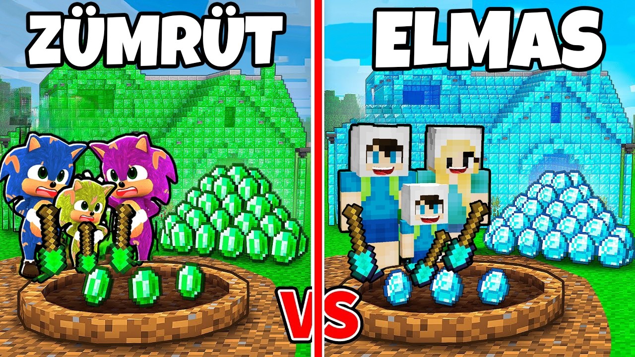 ZÜMRÜT BEBEK SONİC VS ELMAS ENES AİLESİ HAZİNE AVI KAPIŞMASI 😨 Minecraft