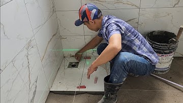 hướng dẫn lát gạch nền toilet tạo độ dóc và gạch ốp tường lớn hơn gạch lát nền tập 843