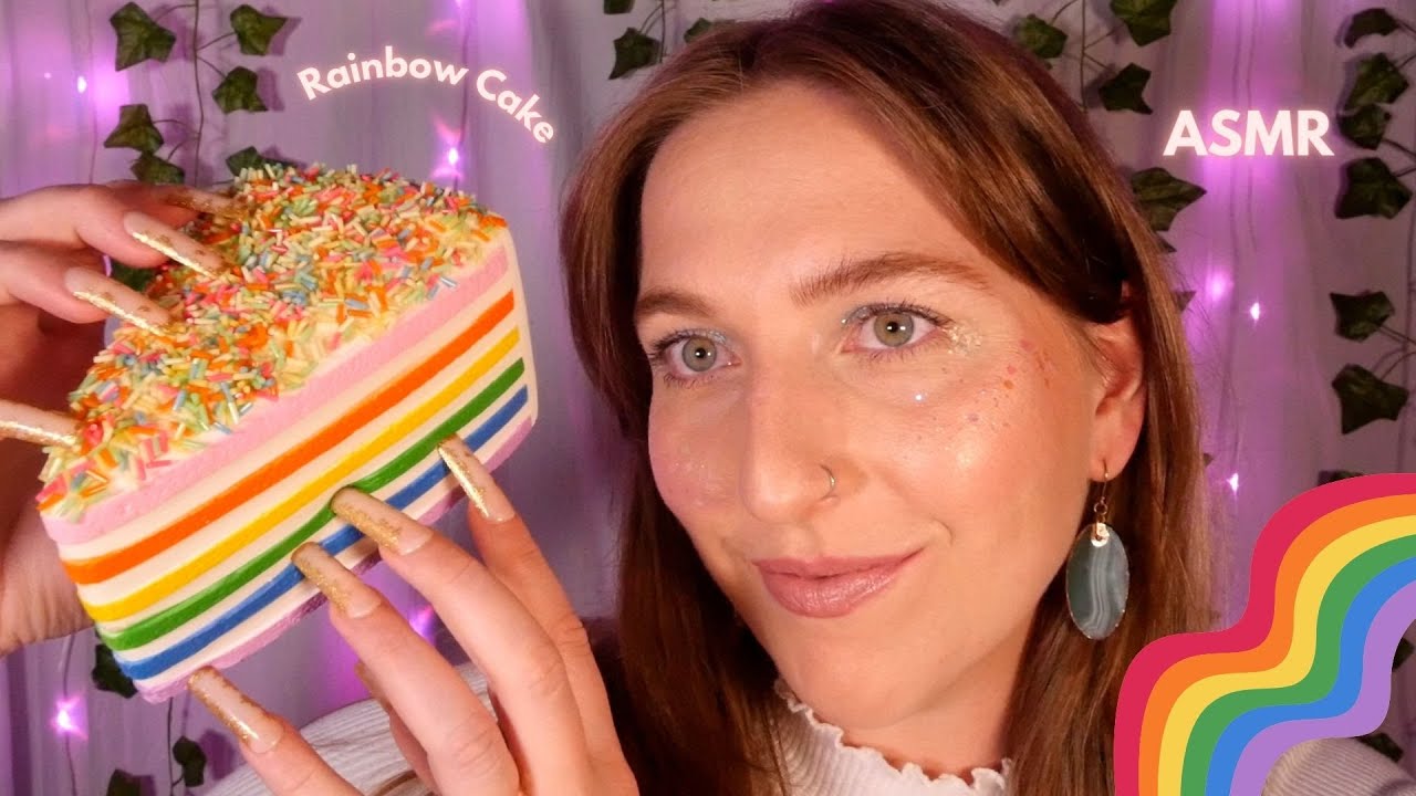 ASMR Rainbow Cake for 35 Minutes Straight 🍰🤤 Tapping, Scratching & Gripping w/ Long Nails