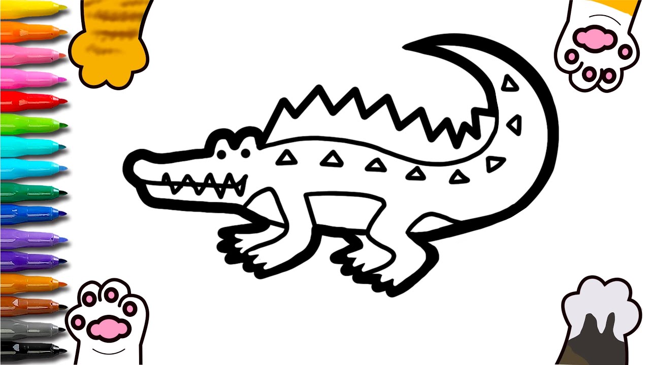 How to draw an alligator for children | drawing an alligator for kids ...