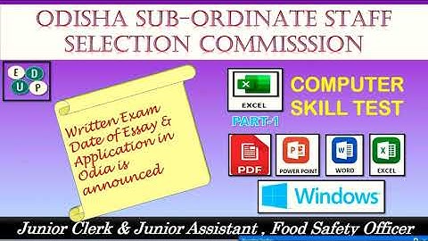 OSSSC JUNIOR CLERK/ASSISTANT | MS-EXCEL [ SHORT KEYS] (PART-1) | COMPUTER SKILL TEST | EDUP | OSSC