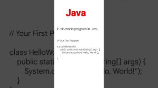 Hello word program in #Java #c #cpp #javascript #python #short #shorts #program #codeworld