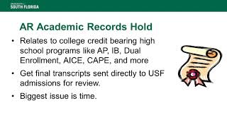 USF common registration holds