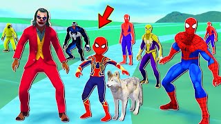 TEAM SPIDER-MAN VS Bad Guy Joker - Challenge Pro Spider Man saves baby Spider-Man and dog