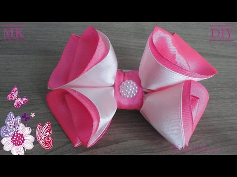 Канзаши. Пышный двухцветный бант/Kanzashi. Magnificent two-tone bow