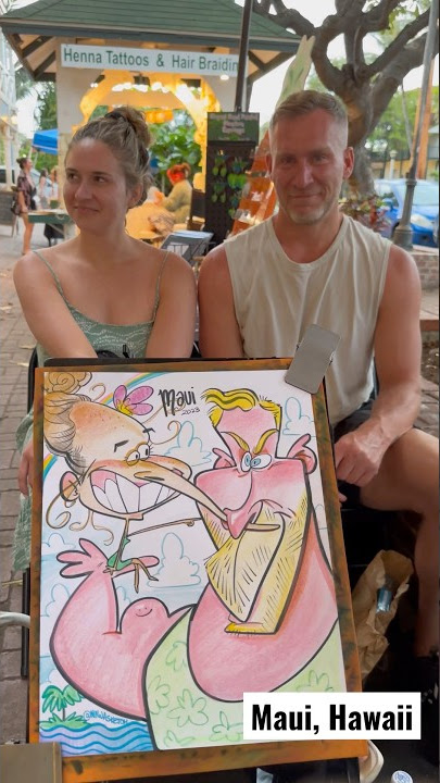 She was nervous the whole time! #art #hawaii #maui #caricature #lahaina #artist #caricatures #funny