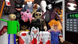 ホラー全員集合！？殺人鬼キャラクターたちが襲ってくる「恐怖のエレベーター」で生き残れ！【ロブロックス　ROBLOX】