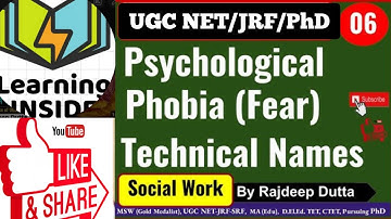 NTA UGC NET/JRF I Social Work I Psychological Phobia/Fear & Technical Names I   S-06
