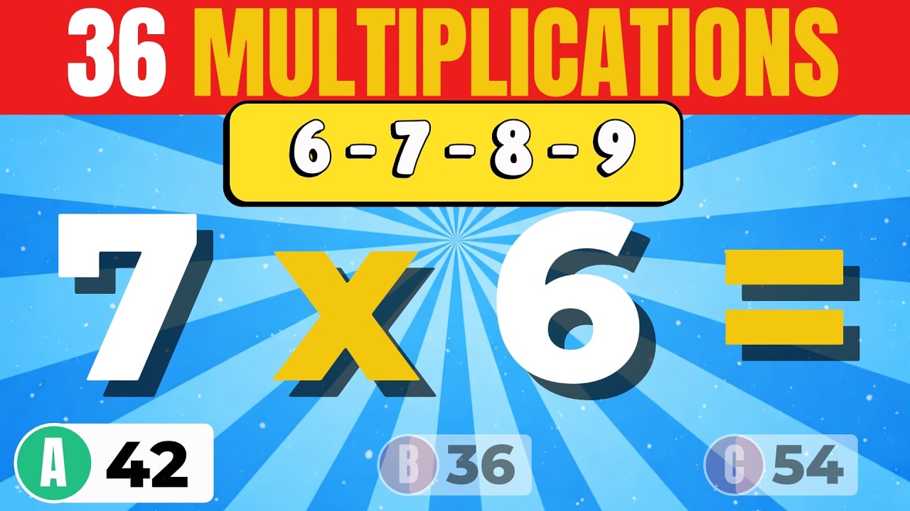 🧠 Multiplications Quiz (6–7–8–9) 🧠 | Fun Maths Quiz 🧮