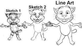 How to Make Talking Tom Line Art in Photoshop (Time Lapse Video) screenshot 3