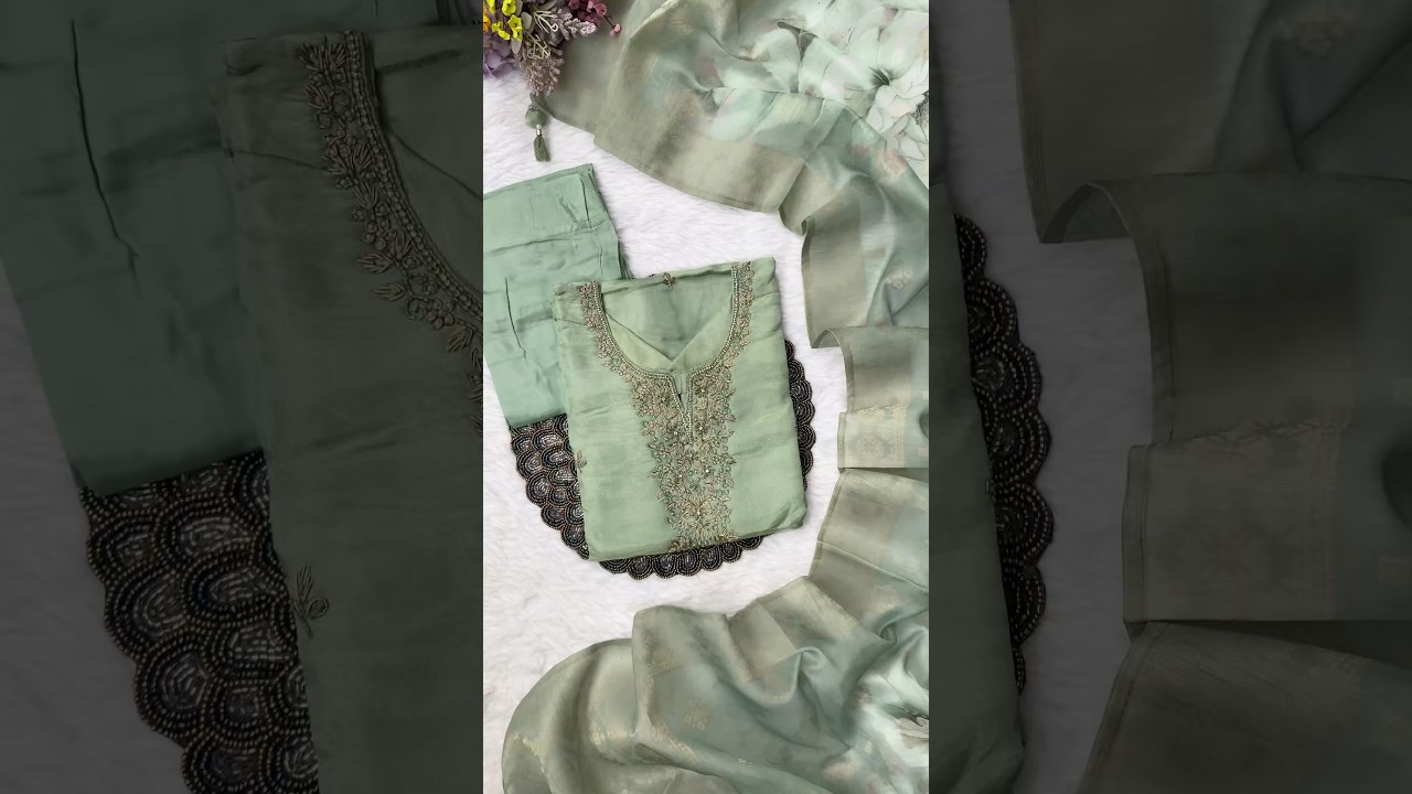 Latest Tissue silk kurti pant dupatta set | karwa chauth haul 