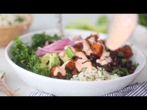 Crispy Roasted Sweet Potato Black Bean Bowl