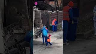 Young Boy Dressed As Garbage Collector Spreads Kindness To Sanitation Workers #Shorts