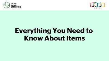 Everything You Need to Know About Items - Zoho Billing