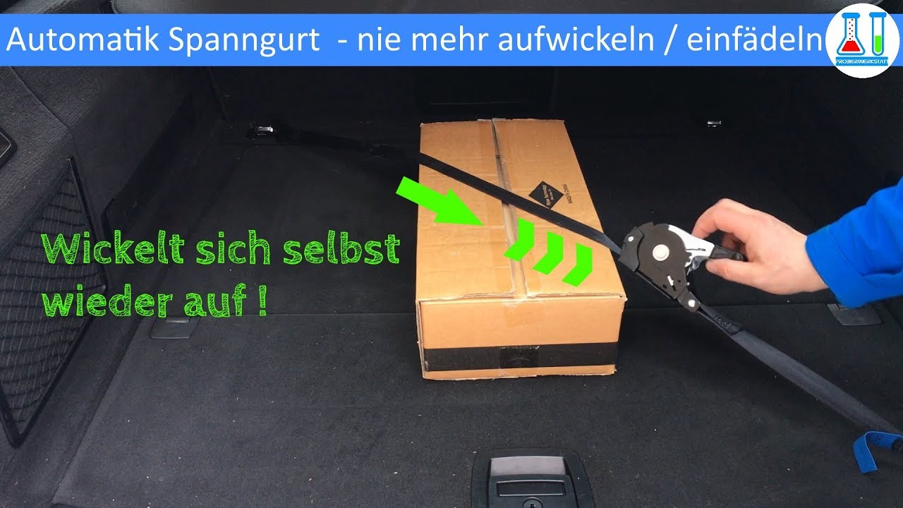 Spanngurt mit SPANNGURTAUFROLLER! Automatisches Aufrollen - perfekt zur Ladungssicherung (Demo)